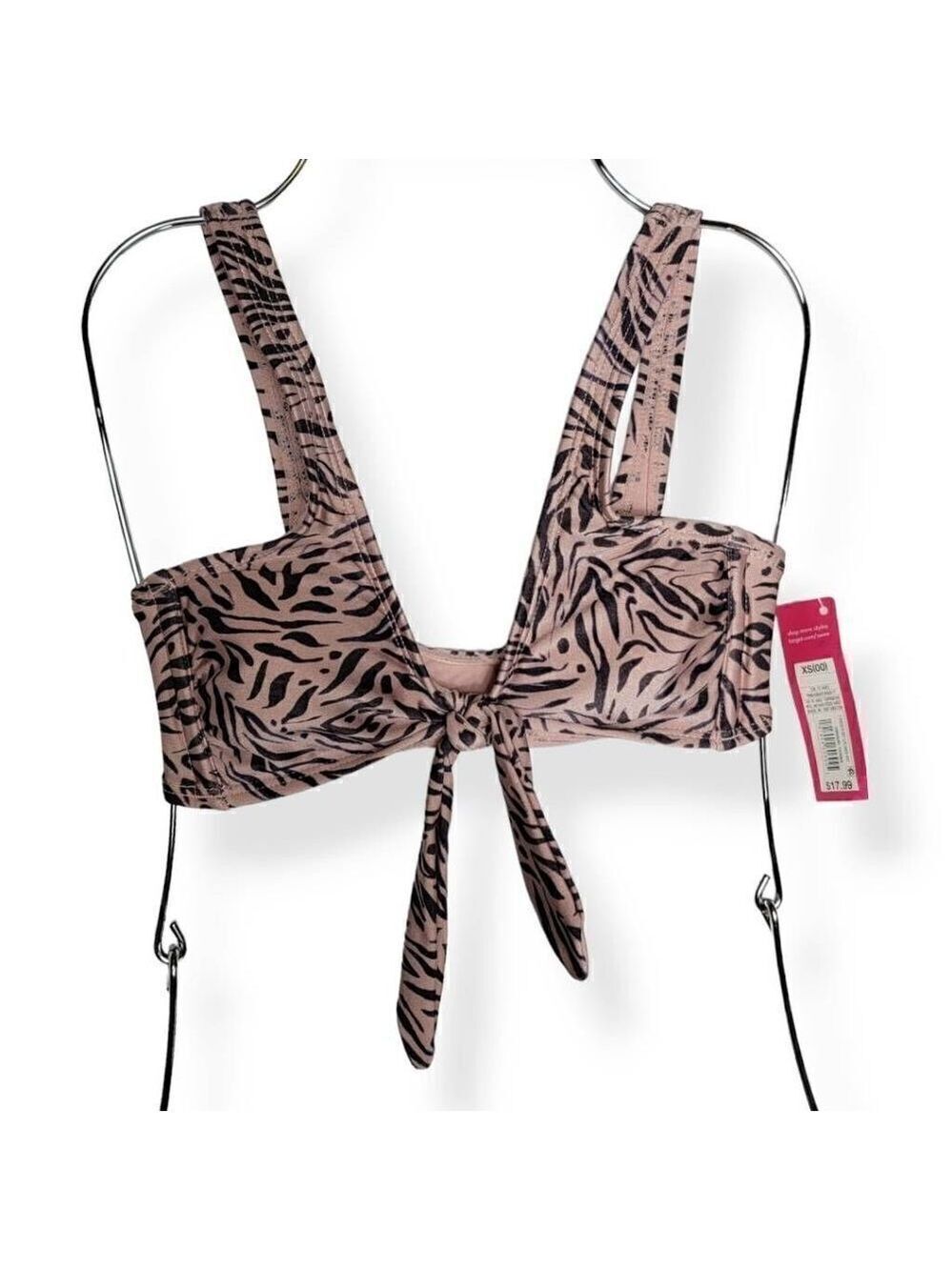 Xhilaration Animal Print Front tie Bikini Top XS Juniors (00)